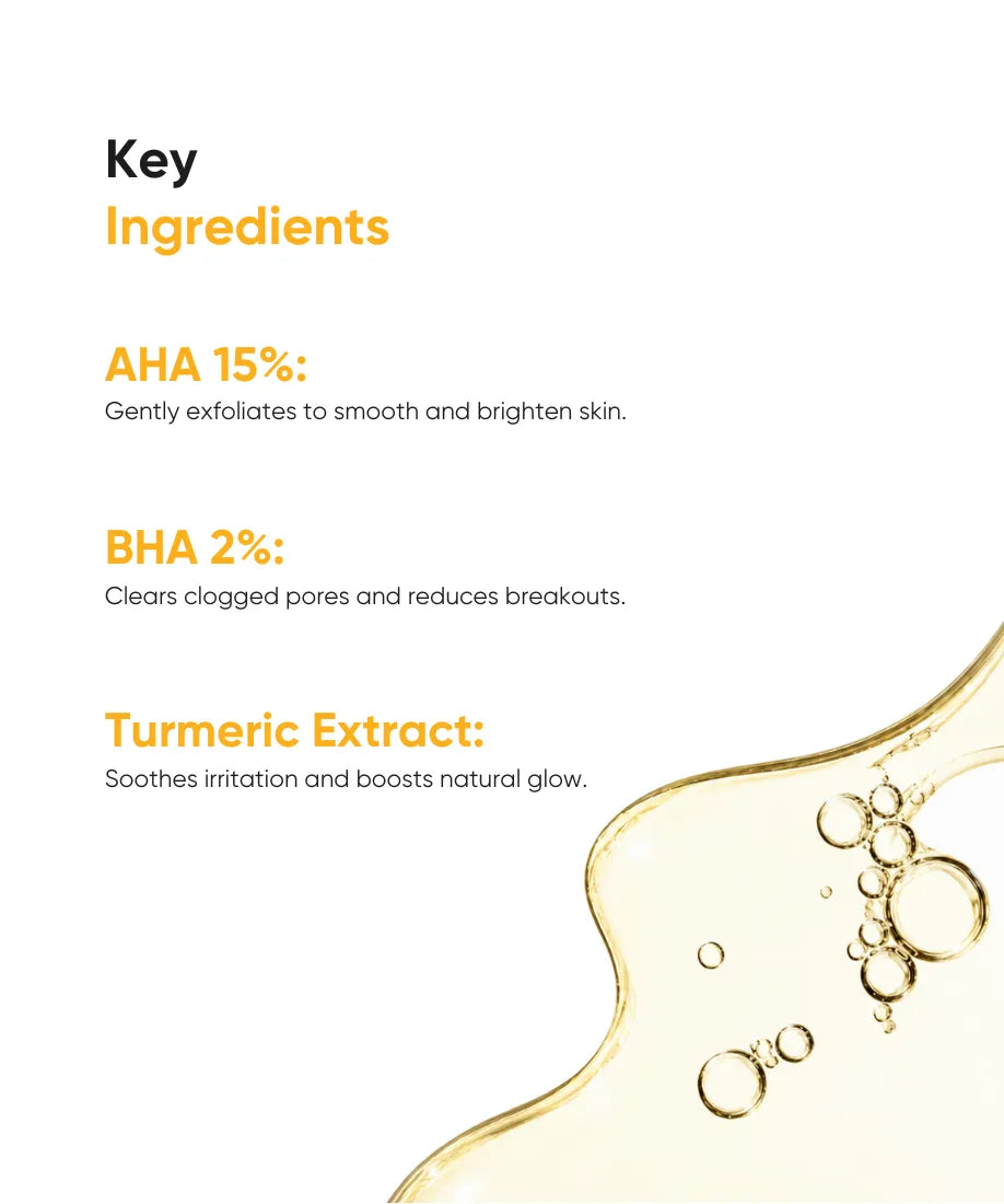 Peel Perfect AHA 15% + BHA 2%, Turmeric Extract - 30ml