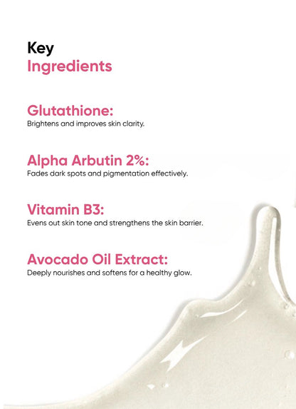 Glow Getter - Glutathione Alpha Arbutin 2%, Vitamin B3, Avocado Oil Extract - 30ml