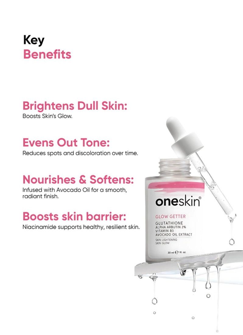 Glow Getter - Glutathione Alpha Arbutin 2%, Vitamin B3, Avocado Oil Extract - 30ml