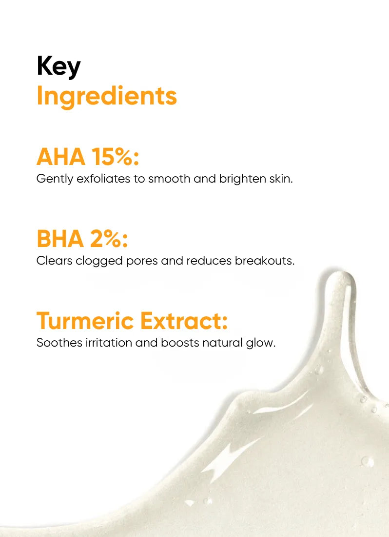Peel Perfect AHA 15% + BHA 2%, Turmeric Extract - 30ml