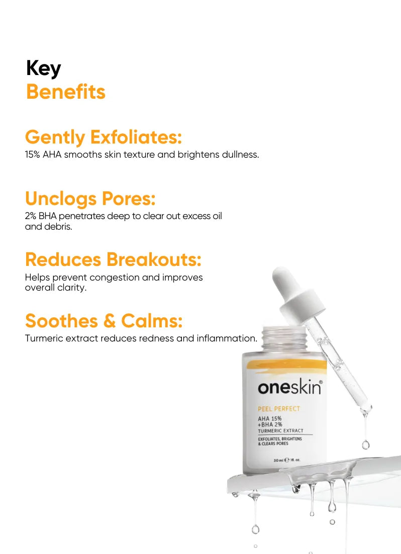 Peel Perfect AHA 15% + BHA 2%, Turmeric Extract - 30ml